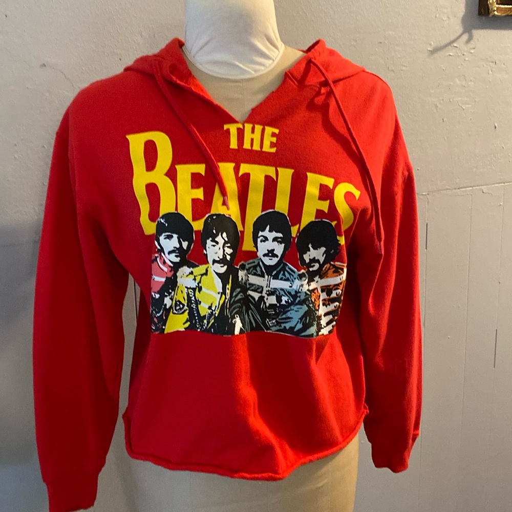Beatles size m cropped red hoodie